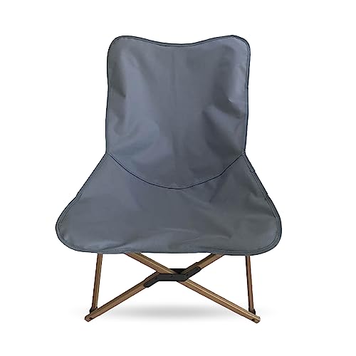 acamp Camping-Stuhl wetterfest & klappbar | Leichter Aluminium-Rahmen mit Holz-Optik | Robuster Polyester-Stoff in Dunkel-Grau | Faltbarer Garten-Stuhl mit Tragetasche | Klapp-Stuhl modern von acamp