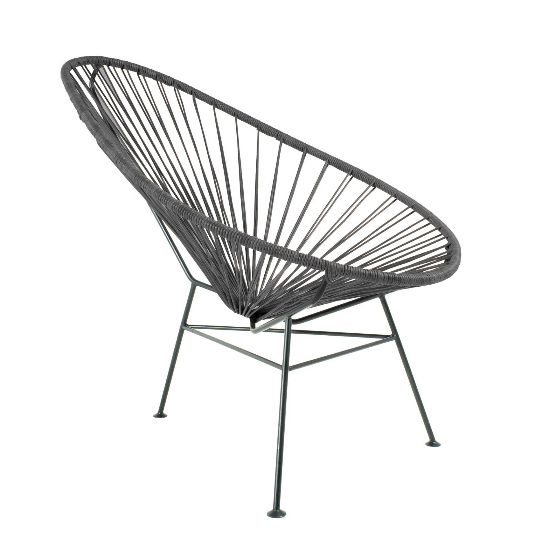 Acapulco Design - Acapulco Chair Leder - schwarz/Sitzfläche Leder/Gestell Stahl pulverbeschichtet/BxHxT 70x90x95cm von Acapulco Design