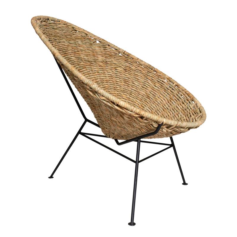 Acapulco Design - Acapulco Palma Chair - palma, schwarz/Sitzfläche Binsengewächs/Gestell Stahl pulverbeschichtet/BxHxD 70x90x95cm von Acapulco Design
