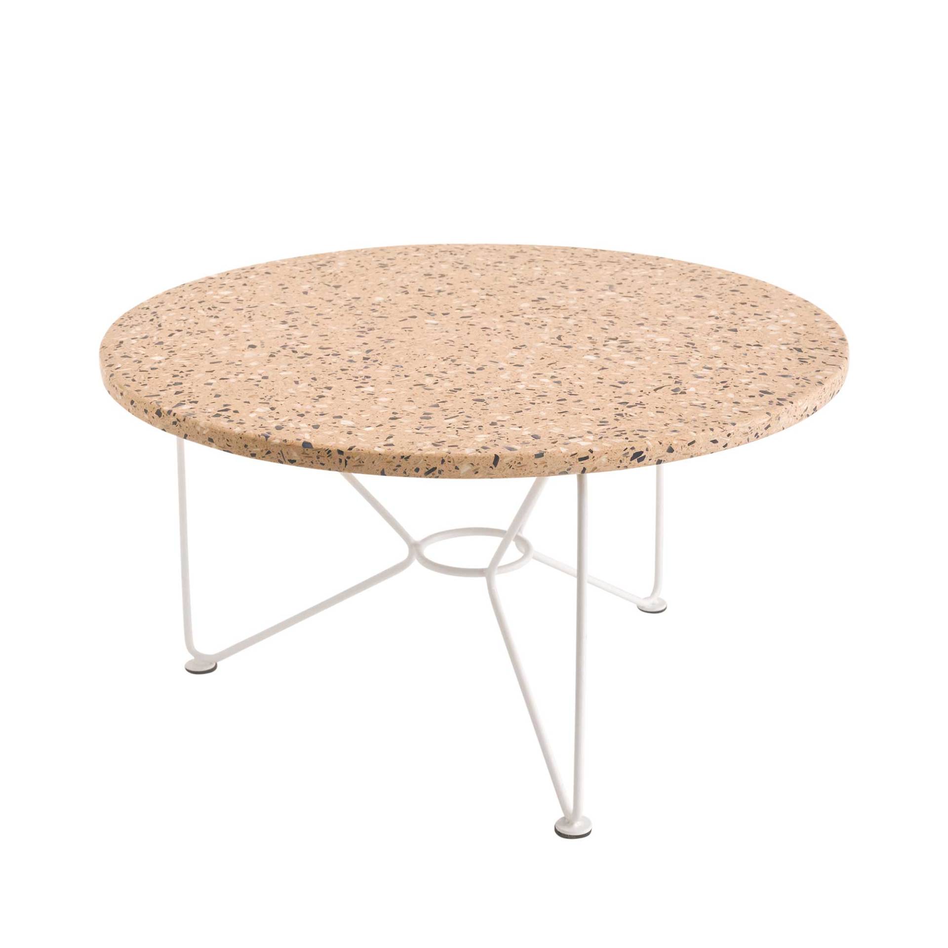 Acapulco Design - The Low Table Beistelltisch Terrazzo Ø65cm - terrazzo/rosato/Tischplatte Terrazzo/Gestell Stahl pulverbeschichtet/HxØ 36x65cm von Acapulco Design