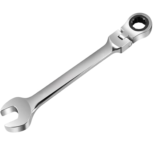 Acasimo Ratschen-Ringmaulschlüssel-Set 19mm mit um 180°abgewinkeltem verstellbarem Kopf Flexibler Ringmaulschlüssel in Industriequalität, einfach zu handhaben, (19mm) von Acasimo