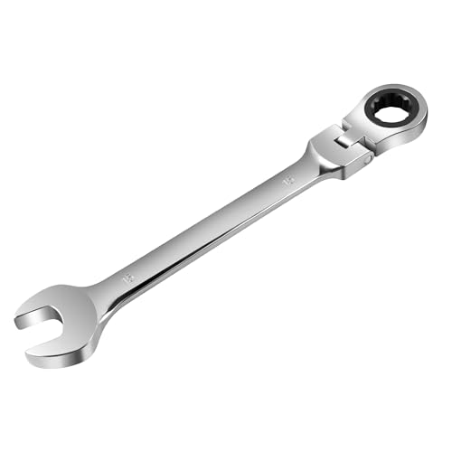 Acasimo Ratschen-Ringmaulschlüssel-Set mit um 180°abgewinkeltem verstellbarem Kopf Flexibler Ringmaulschlüssel in Industriequalität, einfach zu handhaben, professionelles Heimwerkerwerkzeug(15mm) von Acasimo