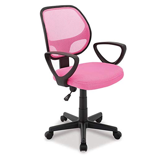 ACAZA Bürostuhl, Ergonomischer Schreibtischstuhl mit Armlehne, Höhenverstellbar und Wippfunktion, Computerstuhl aus atmungsaktivem Mesh mit Rollen, Büro Stuhl für Kinder, pink von ACAZA