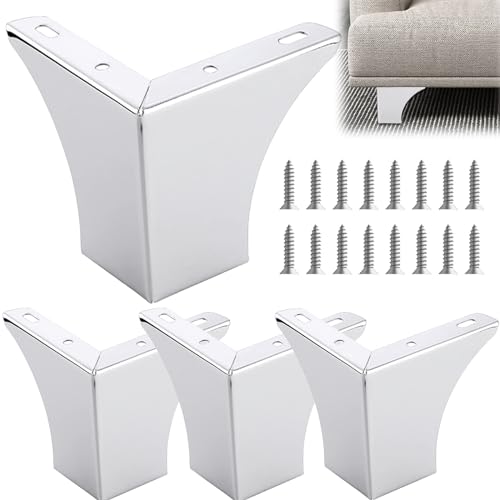 Acboor 10cm Möbelfüße, 4 Stück Schrankfüsse Dreieck Tischbeine Metall Möbelfüße mit Schrauben für Stühle Tisch Schrank TV-Schränke Schubladen Sofa Nachttisch(Silber) von Acboor