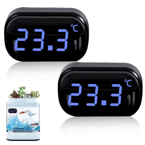 Acboor Aquarium Thermometer, 2 Stück LED Digitales Wasser Thermometer Mini Aquarium Thermometer Digital mit Touchscreen-Display Elektronische Temperaturmessung, für Süßwasser Marine Aquarium von Acboor