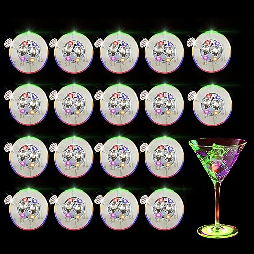 Acboor LED Untersetzer Glas, 18 Stück Leuchtende Untersetzer led Untersetzer LED Sticker Untersetzer Gläser Beleuchtete Requisiten für gläser Flaschen Partys Bier Becher Bar Weihnachten von Acboor