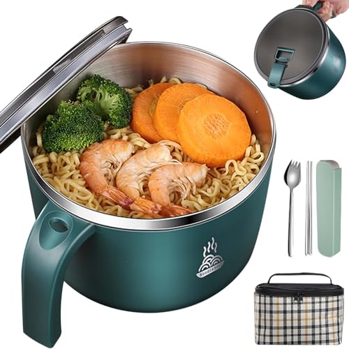 Acboor Ramen Schüssel Set, 1200 ML Edelstahl Instant Noodle Bowl Student Lunch Box Tragbare Auslaufsicher Bento Box isoliert Japanische Stil Geschirr Ramen schüssel mit Deckel,15.5x11cm von Acboor