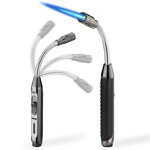 Stabfeuerzeug, Stabfeuerzeug Gas Nachfüllbar 360° FlexibleJet Feuerzeug Sturmfeuerzeug Jetflamme Gasbrenner Grill Feuerzeug, für Kamin Küche Kerzen BBQ Ofen(Ohne Gas) von Acboor