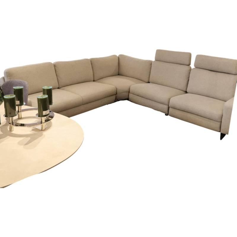 Ecksofa Radioso 290BB290 Stoff Wembley Angora Beige Füße Stahl Black 01 Schwarz ... von Accente