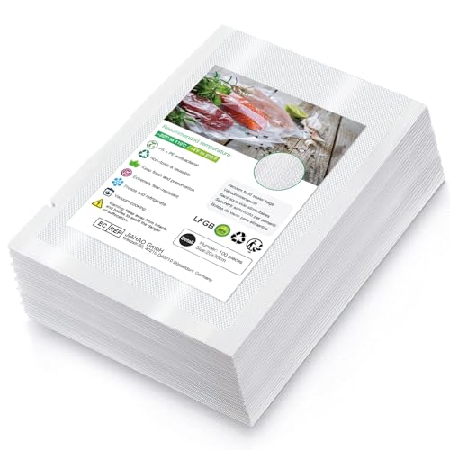 Accenter Vakuumierbeutel 20 x 30cm/100 Beutel 210 Microns Profi Vakuumierfolie für Vakuumierer & Lebensmittel Vakuumiergerät, BPA-frei, Sehr Stark, Kochfest, Sous Vide geeignet, Wiederverwendbar von Accenter