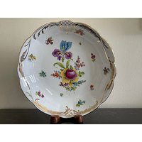 Dresden Porzellan Handbemalt 9 3/4" Blumen Schale von AccentsAntiquesMore
