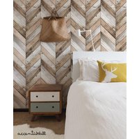 Chevron Holz Fischgrät Wandverkleidung | Original Braun Tan Beige Grau Peel "N Stick Oder Ungeklebte Tapete Wandbild Ungiftig von AccentuWall