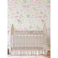 Whimsy Blumen Aquarell Wandbild Tapete, Rosa Grün Whimsy Blumen Aquarell Wandbild Tapete, Rosa Grün von AccentuWall