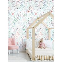 Wilde Blumen Wandbild Tapete, Aquarell Blumenwandkunst Wilde Blumen Wandbild Tapete, Aquarell Blumenwandkunst von AccentuWall