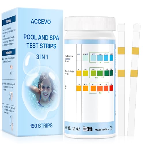 Accevo Hot Tub Test Strips,3-in-1 Pool Wasser Test Kit für Chlor/Brom, pH, Gesamtalkalität - einfache und genaue Teststreifen für Schwimmbäder & Spas - 150 Strips Accevo Hot Tub Test Strips,3-in-1 Pool Wasser Test Kit für Chlor/Brom, pH, Gesamtalkalität - einfache und genaue Teststreifen für Schwimmbäder & Spas - 150 Strips von Accevo