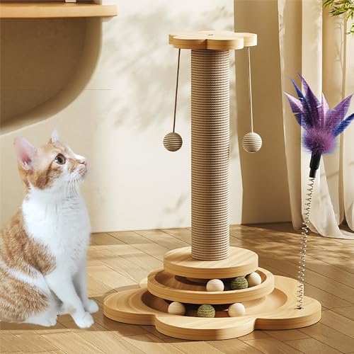 Accmuzzy 4 in 1 Katzenspielzeug hölzernes, Katze Sisal Seil Kratzbaum mit hängenden Ball, Interaktives Katzenspielzeug mit Kratzbaum für Katzen mit Katzenminze Bälle(29 * 46cm) Accmuzzy 4 in 1 Katzenspielzeug hölzernes, Katze Sisal Seil Kratzbaum mit hängenden Ball, Interaktives Katzenspielzeug mit Kratzbaum für Katzen mit Katzenminze Bälle(29 * 46cm) von Accmuzzy