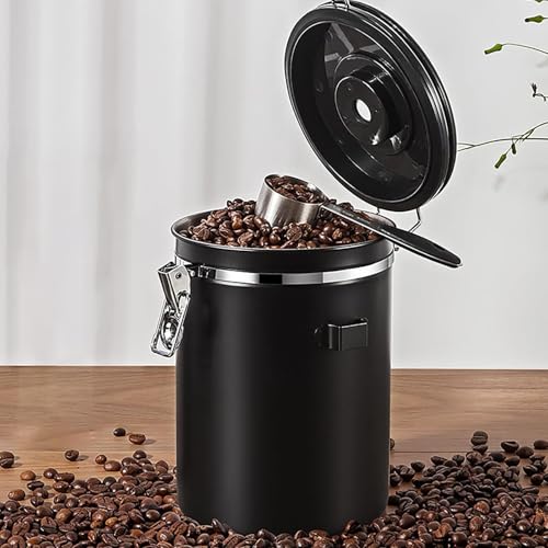 Accmuzzy Kaffeedose Luftdicht 1,8L - Kaffeedose für Gemahlenen Kaffee,Kaffeedose Behälter aus Edelstahl mit Löffel und Kalenderrad für Vorratsdose Tee, Nüssen, Kakao (1.8L) von Accmuzzy