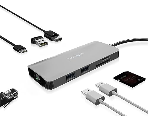 Kensington UH1400P USB-C 8-in-1 treiberloser Hub, mobiler Universal-Adapter, 8 Ports, bis zu 85W Ladeleistung, Ultra HD (Single 4K @ 60Hz) Hohe Bildauflösung, Plug & Play, mit Kabel, K33820WW Kensington UH1400P USB-C 8-in-1 treiberloser Hub, mobiler Universal-Adapter, 8 Ports, bis zu 85W Ladeleistung, Ultra HD (Single 4K @ 60Hz) Hohe Bildauflösung, Plug & Play, mit Kabel, K33820WW von Kensington