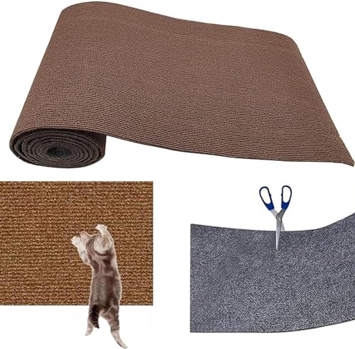 Kratzmatte Katze,Kratzmatte Katze Sofa,Selbstklebend Kratzteppich Katze Wand,Kratzwand,DIY Trimmbarer Teppich Matte Pad Katzenkratzbretter (30 * 100cm,Brown) von Accrue