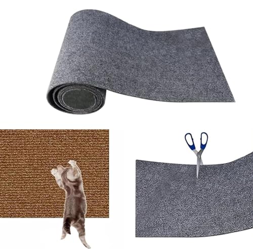 Kratzmatte Katze,Kratzmatte Katze Sofa,Selbstklebend Kratzteppich Katze Wand,Kratzwand,DIY Trimmbarer Teppich Matte Pad Katzenkratzbretter (30 * 100cm,Dark Grey) von Accrue