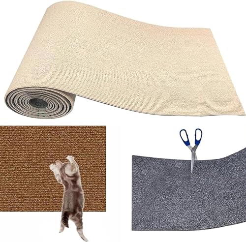 Kratzmatte Katze,Kratzmatte Katze Sofa,Selbstklebend Kratzteppich Katze Wand,Kratzwand,DIY Trimmbarer Teppich Matte Pad Katzenkratzbretter (40 * 100cm,Khaki) von Accrue