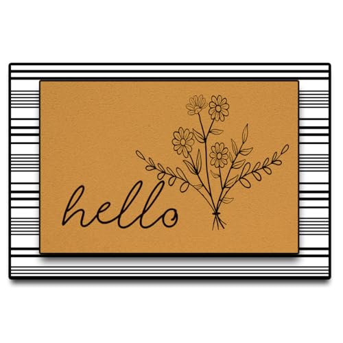 Willkommens-Fußmatten Wildblumen-Fußmatte für Haustür, gestreift, rutschfest, für Veranda, Eingang, Innen- und Außenbereich, 61 x 89 cm, 2 Stück Willkommens-Fußmatten Wildblumen-Fußmatte für Haustür, gestreift, rutschfest, für Veranda, Eingang, Innen- und Außenbereich, 61 x 89 cm, 2 Stück von Accssoey