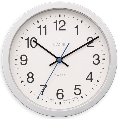 Acctim Bromham Wanduhr mit Sekundenzeiger, 20 cm Durchmesser, silberfarben von Acctim