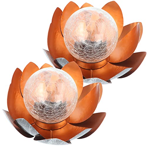 AccuCell Bezauberndes Solar Lotusblüten Duett, Lotusblume Solar LED Gartenlicht Deko von AccuCell