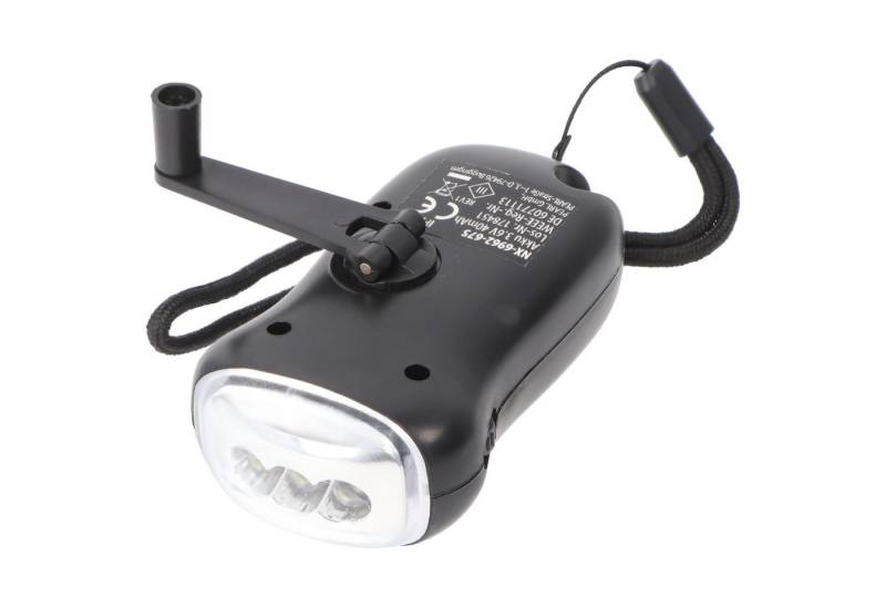 AccuCell LED Taschenlampe Dynamo Taschenlampe mit 3 LED, mit Ladekurbel, mit Solarladefunktion von AccuCell