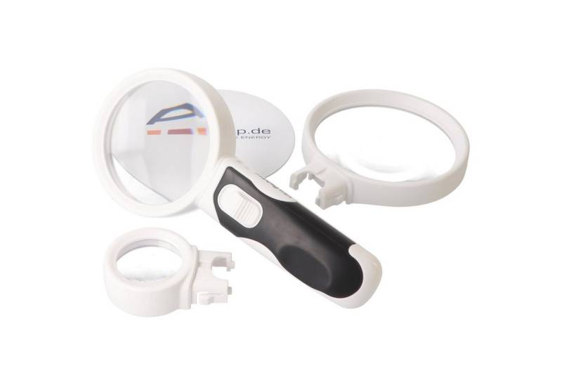 AccuCell LED Taschenlampe LED-Leuchtlupe mit 2 LED, inklusive 3 Batterien, mit 3 austauschbaren von AccuCell