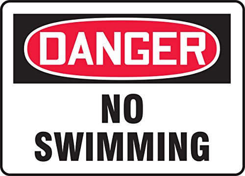 Accuform MADM028VA Aluminium Safety Sign, Legend"Danger no Swimming", 7 Zoll Länge x 10 Zoll Breite, Rot/Schwarz auf Weiß von Accuform