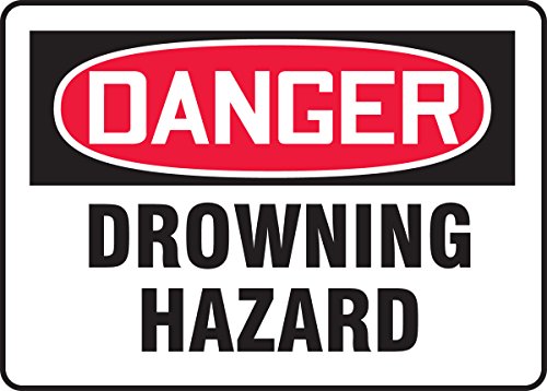 Accuform MADM036VA Aluminum Safety Sign, Legend"Danger Drowning Hazard", 7" Length x 10" Width, Red/Black on White von Accuform