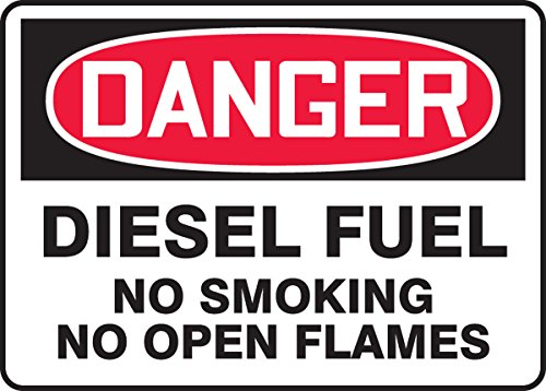 Accuform MCHL268VA Aluminum Safety Sign, Legend "DANGER DIESEL FUEL NO SMOKING NO OPEN FLAMES", 7" Length x 10" Width, Red/Black on White von Accuform