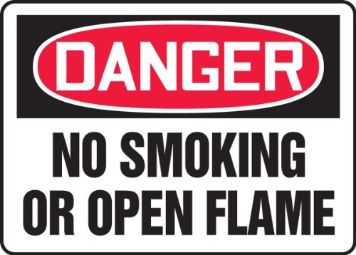 Accuform MSMK120VA Aluminum Safety Sign, Legend "DANGER NO SMOKING OR OPEN FLAME", 7" Length x 10" Width, Red/Black on White von Accuform