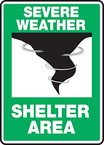 Accuform"Severe Weather - Shelter Area" Safety Sign, Plastic, 10 x 7 Inches (MFEX541VP) von Accuform
