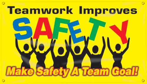 Accuform Signs MBR424 Motivational Safety Banner, Legend TEAMWORK IMPROVES SAFETY MAKE SAFETY A TEAM GOAL!, 28 Length x 4-ft Width, Reinforced Vinyl with Metal Grommets by Accuform von Accuform