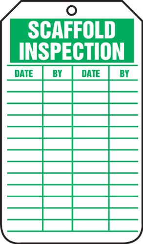 Accuform Signs TRS317CTP Scaffold Status Tag, Legend SCAFFOLD INSPECTION, 5.75 Length x 3.25 Width x 0.010 Thickness, PF-Cardstock, Green on White (Pack of 25) by Accuform von Accuform