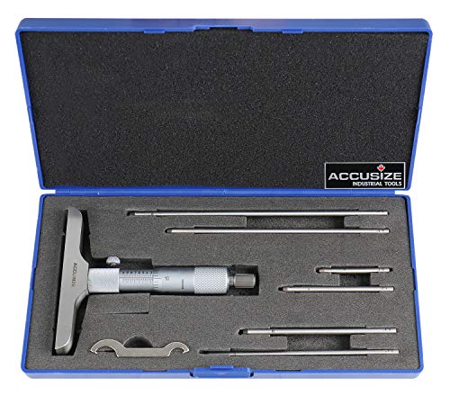 accusize – 15,2 cm Tiefe Mikrometer (, Fuß Tiefe 10,2 cm mit 6 Ruten in Spannbettlaken Box, 2025–4201 von Accusize Industrial Tools
