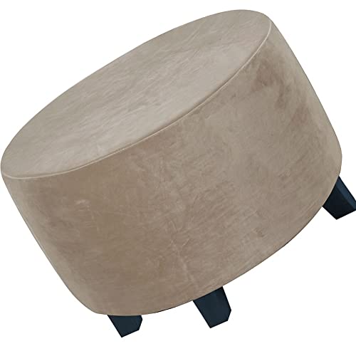 Acdler Runde Stretch-Ottomanenbezug, Mit Elastischer Unterseite Fußhocker-Überzug Fußhocker-Überzug, Luxuriöser Samt-Pouf-Überzug Für Wohnzimmer (Color : A10, Size : 60-73CM) von Acdler