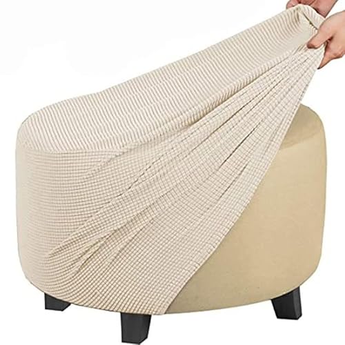 Runde Stretch-Ottomanenbezug, Mit Elastischer Unterseite Fußhocker-Überzug Fußhocker-Überzug, Luxuriöser Samt-Pouf-Überzug Für Wohnzimmer (Color : A14, Size : 60-73CM) von Acdler