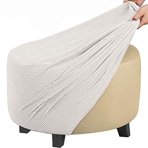 Runde Stretch-Ottomanenbezug, Mit Elastischer Unterseite Fußhocker-Überzug Fußhocker-Überzug, Luxuriöser Samt-Pouf-Überzug Für Wohnzimmer (Color : A17, Size : 50-58CM) von Acdler