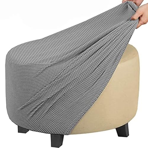 Runde Stretch-Ottomanenbezug, Mit Elastischer Unterseite Fußhocker-Überzug Fußhocker-Überzug, Luxuriöser Samt-Pouf-Überzug Für Wohnzimmer (Color : A18, Size : 50-58CM) von Acdler