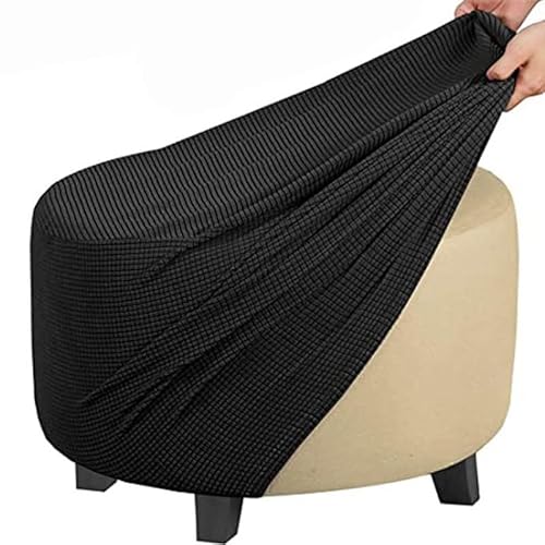 Acdler Runde Stretch-Ottomanenbezug Mit Elastischer Unterseite, Luxuriöser Samt-Pouf-Überzug Für Wohnzimmer (Color: A19, Size: 76-104CM) von Acdler