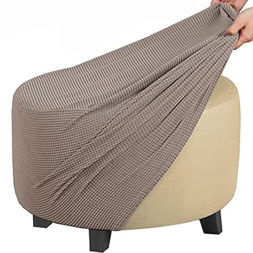 Acdler Runde Stretch-Ottomanenbezug Mit Elastischer Unterseite, Luxuriöser Samt-Pouf-Überzug Für Wohnzimmer (Color: A21, Size: 50-58CM) von Acdler