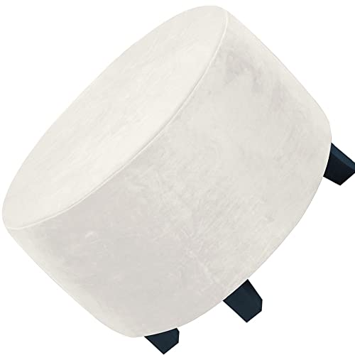 Runde Stretch-Ottomanenbezug, Mit Elastischer Unterseite Fußhocker-Überzug Fußhocker-Überzug, Luxuriöser Samt-Pouf-Überzug Für Wohnzimmer (Color : A6, Size : 60-73CM) von Acdler