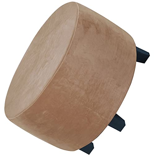 Runde Stretch-Ottomanenbezug, Mit Elastischer Unterseite Fußhocker-Überzug Fußhocker-Überzug, Luxuriöser Samt-Pouf-Überzug Für Wohnzimmer (Color : A7, Size : 50-58CM) von Acdler