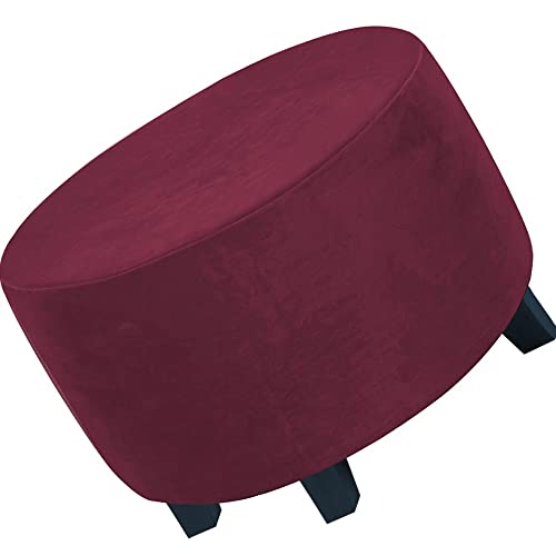 Runde Stretch-Ottomanenbezug Mit Elastischer Unterseite, Luxuriöser Samt-Pouf-Überzug Für Wohnzimmer (Color: A8, Size: 60-73CM) von Acdler