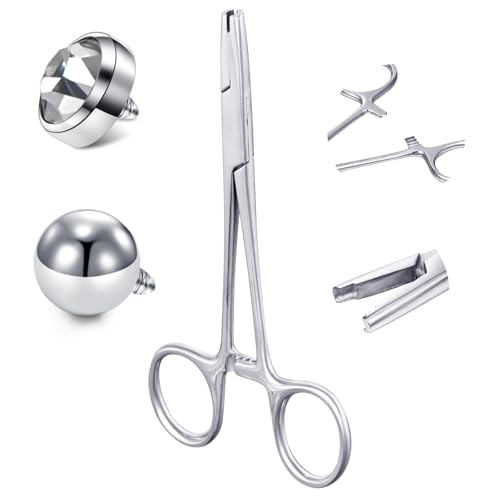 4mm Piercing zange Piercing Tool Edelstahl selbsthaltende Piercing zange Länge 13cm Piercingkugel Schraube auf Werkzeug Piercing zange Piercing kugel Abschrauber Selbstsicherung von AceFun