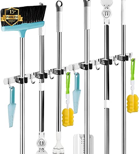 AceMining Besenhalterung Wand, 3 Halter + 4 Haken 2Pack Schwerlast Gerätehalter Selbstklebend, Besenhalter mit Nails Installieren, Gartengerätehalter aus Edelstahl, Wandhalterung Besen AceMining Besenhalterung Wand, 3 Halter + 4 Haken 2Pack Schwerlast Gerätehalter Selbstklebend, Besenhalter mit Nails Installieren, Gartengerätehalter aus Edelstahl, Wandhalterung Besen von AceMining