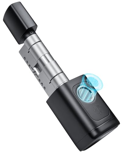 Türschloss Fingerabdruck, 60mm-90mm Verstellbares Smart Lock, Schlüsselkarten mit unabhängiger europäischer Datenbank, Elektronisches Türschloss Haustür mit Fingerabdruck, Passwort, App, Schlüssel von AceMining